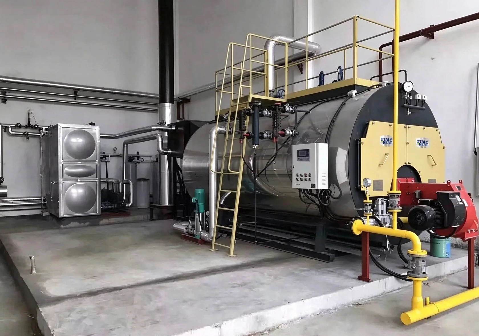 Installed boiler and auxiliaries
